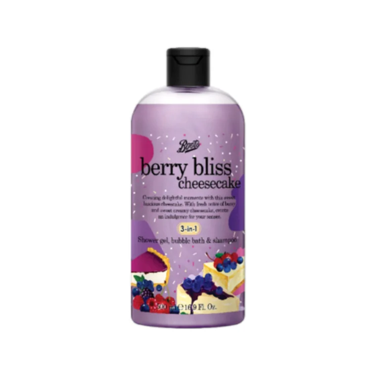 Boots Berry Bliss Cheesecake 3-in-1 Shower Gel, Bubble Bath & Shampoo (500ml)