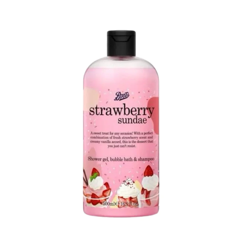 Boots Strawberry Sundae Shower Gel, Bubble Bath & Shampoo (500ml)