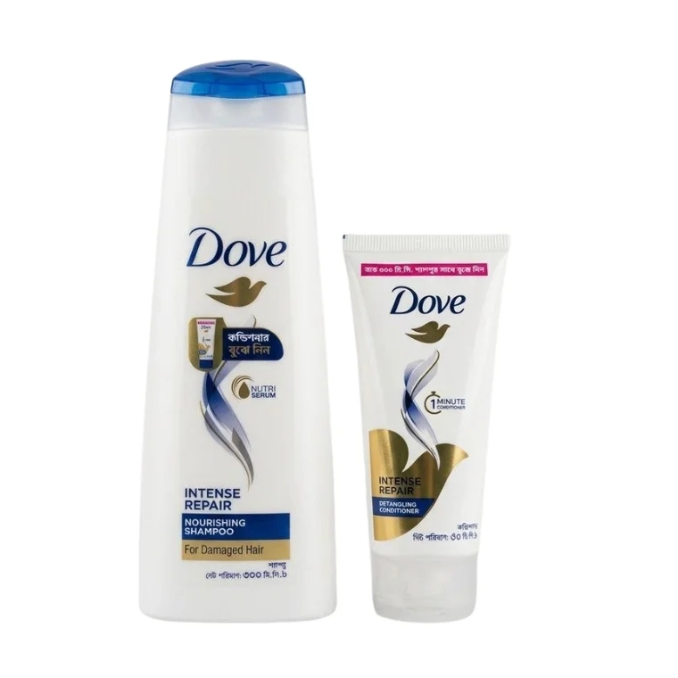 Dove Intense Repair Shampoo (330ml)+Free Dove Intense Repair Conditioner Bd Variant (50ml)