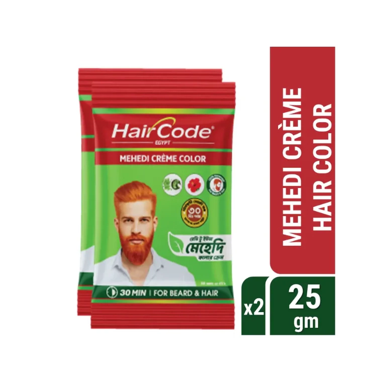 HairCode Egypt Mehedi Crème color (Hair + Beard) Pack of 2 (25gmX 2)