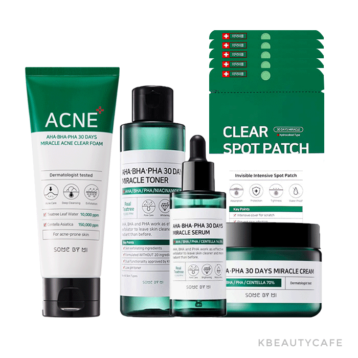 Some By Mi Bundle Set Miracle Toner + Miracle Serum + Miracle Cream + Acen Foam Cleasner + Acen Patch