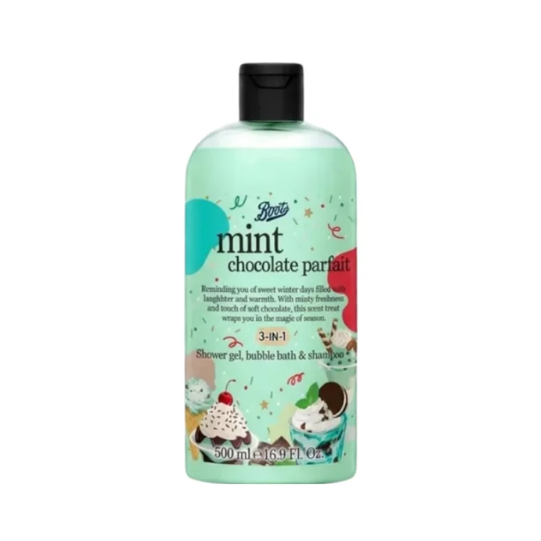 Boots Mint Chocolate Parfait Scent Shower Gel, Bubble Bath & Shampoo (500ml)