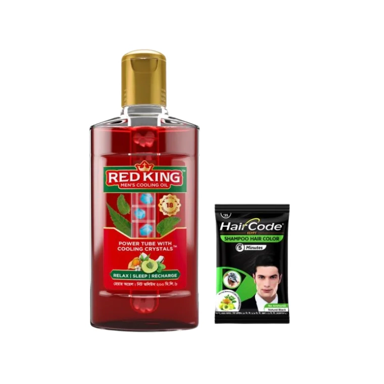 Red King Men's Cooling Oil (200ml) & HairCode Egypt Shampoo Hair Color (18ml)
