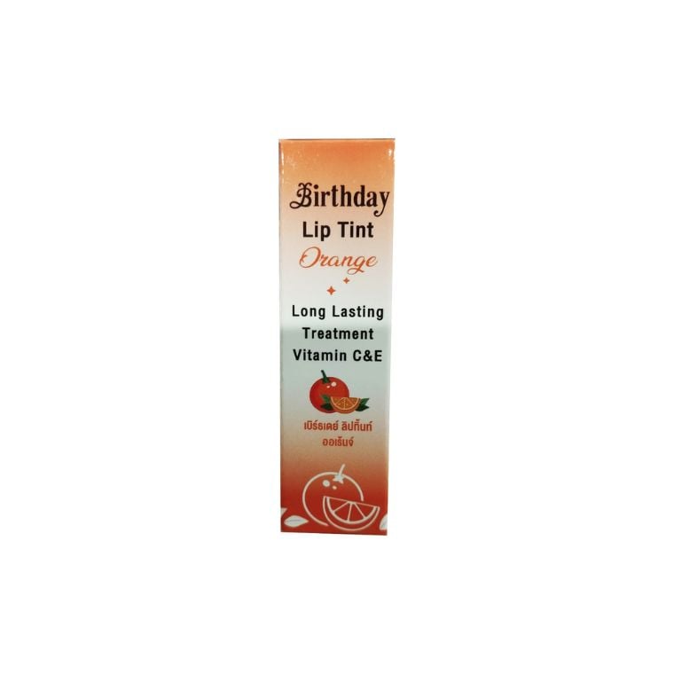 Birthday Lip Tint Long Lasting Treatment Vitamin C & E Shade- Orange