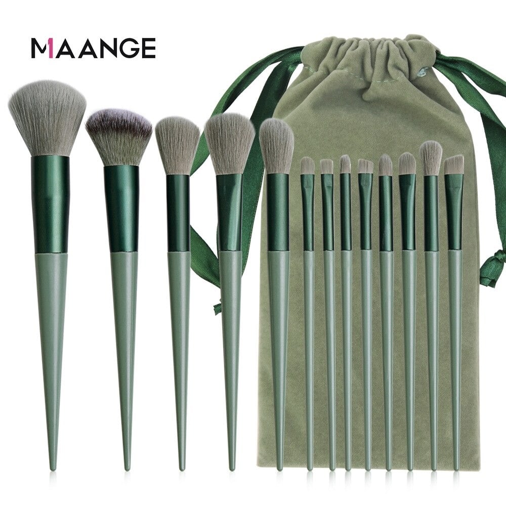 Maange Green Makeup Brushes Set 13pcs